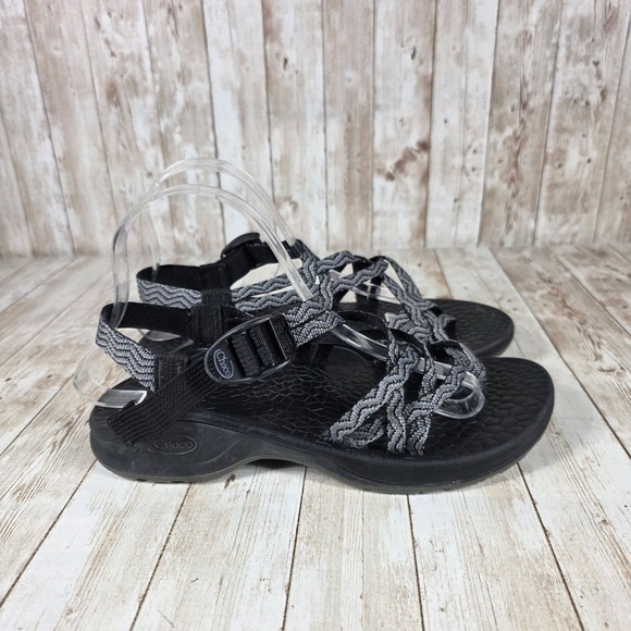 Chaco Women's Z/Cloud X Sandals Comfort Straps Adjustable‎ Black Gray Size 8 - Picture 1 of 8